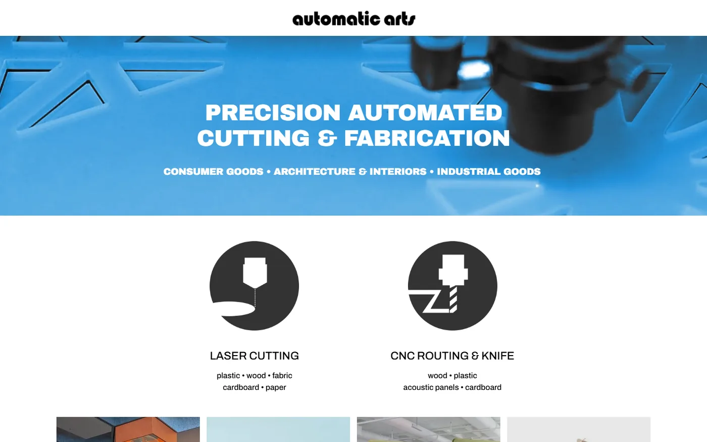 Automatic Arts website homepage