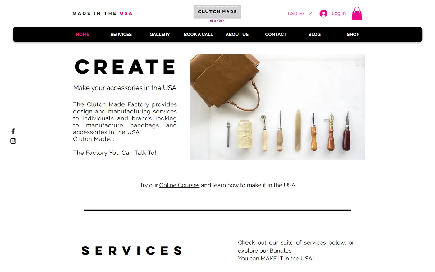 Clutch Made website homepage
