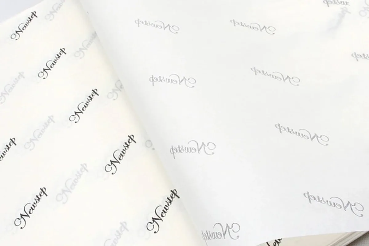 Custom printed tissue paper and branded packaging details