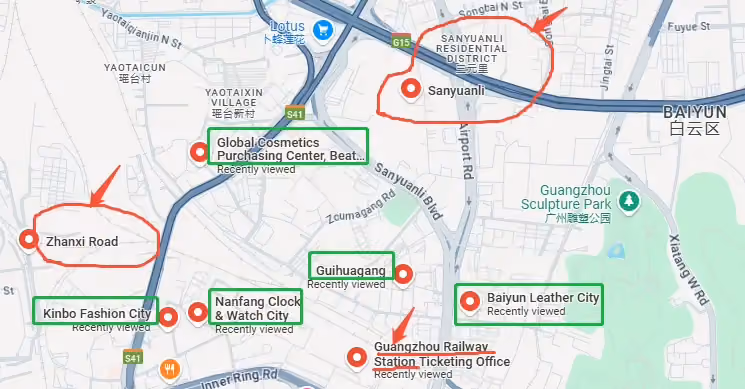 Guihuagang vs Baiyun vs Ziyuangang Key differences