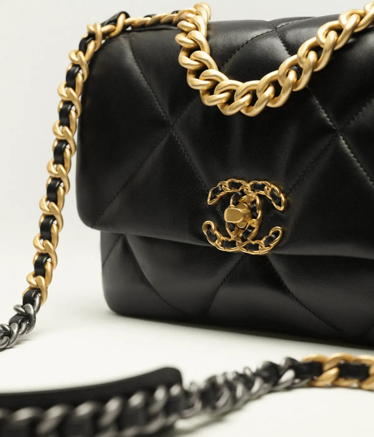 Chanel bag construction detail before final assembly